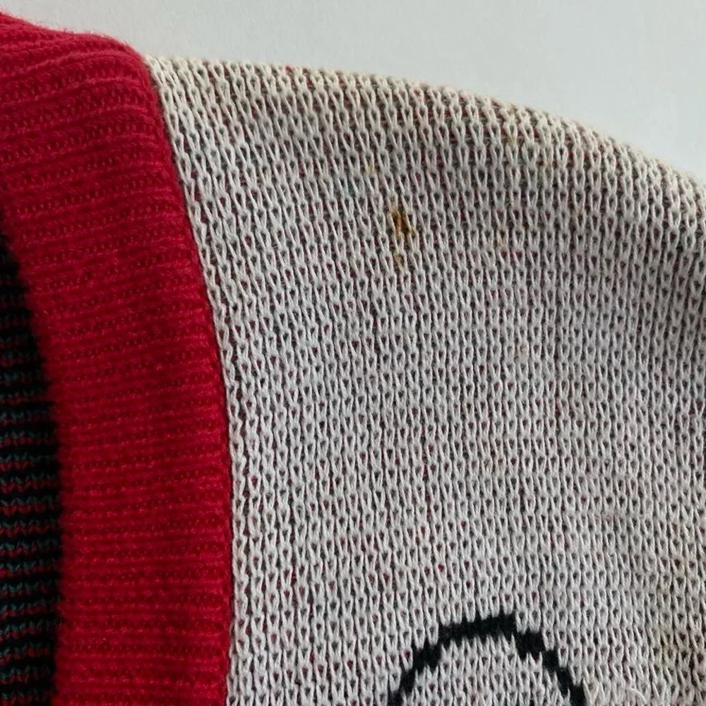 Vintage red argyle puppy dog knit vest